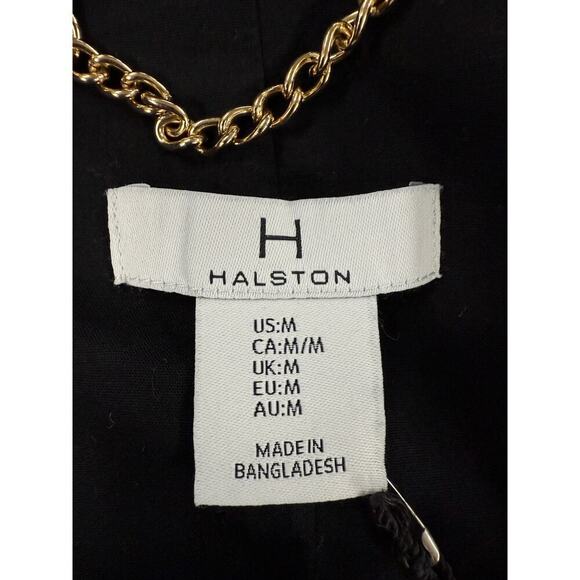 NEW H Halston black linen Cropped jacket Womens M Fab Gold Buttons - Picture 5 of 7